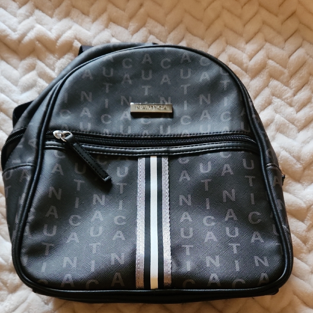 Nautica Gray and Black Logo Backpack
